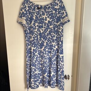 Talbots Blue and White Floral Dress